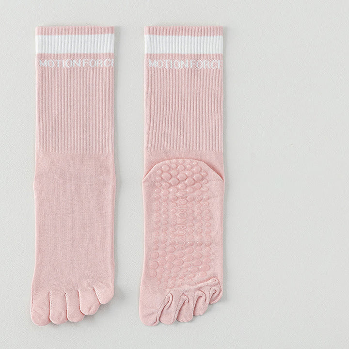 Calzini da yoga Olivenorma traspiranti a cinque dita con grip antiscivolo in silicone a metà polpaccio - Rosa - 7 paia - image 2