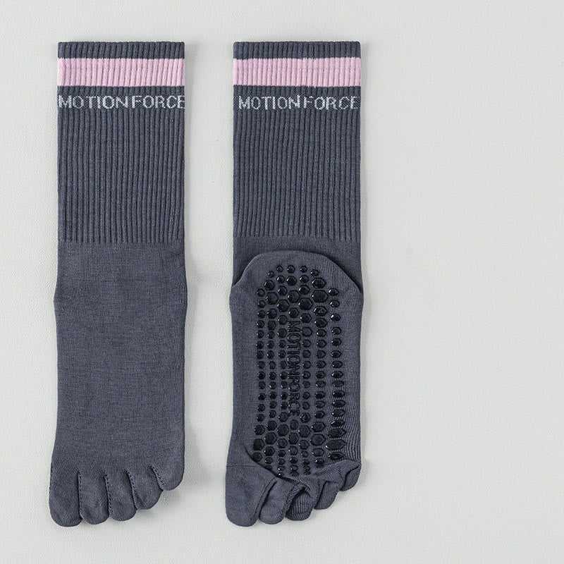 Calze Olivenorma in silicone antiscivolo con separazione delle dita, lunghezza a metà polpaccio, per Pilates, Barre, Fitness, traspiranti, con cinque dita aderenti, ideali per yoga. - Grigio scuro - 10 paia - image 15