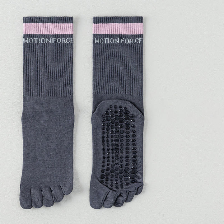 Calze Olivenorma in silicone antiscivolo con separazione delle dita, lunghezza a metà polpaccio, per Pilates, Barre, Fitness, traspiranti, con cinque dita aderenti, ideali per yoga. - Grigio scuro - 10 paia - image 15