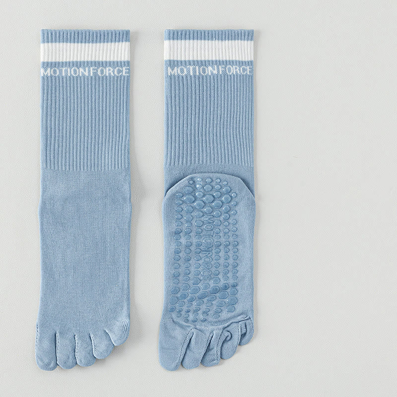 Calze Olivenorma in silicone antiscivolo con separazione delle dita, lunghezza a metà polpaccio, per Pilates, Barre, Fitness, traspiranti, con cinque dita aderenti, ideali per yoga. - Blu - 10 paia - image 12