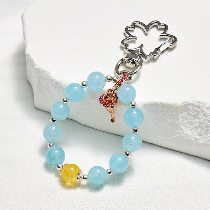 Olivenorma Portachiavi con cinturino per telefono in cristallo color acquamarina e citrino - Acquamarina e citrino - image 0