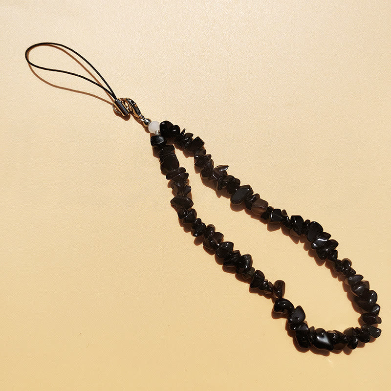 Portachiavi con cinturino per telefono Olivenorma in cristallo naturale e pietre preziose - Ossidiana - image 10