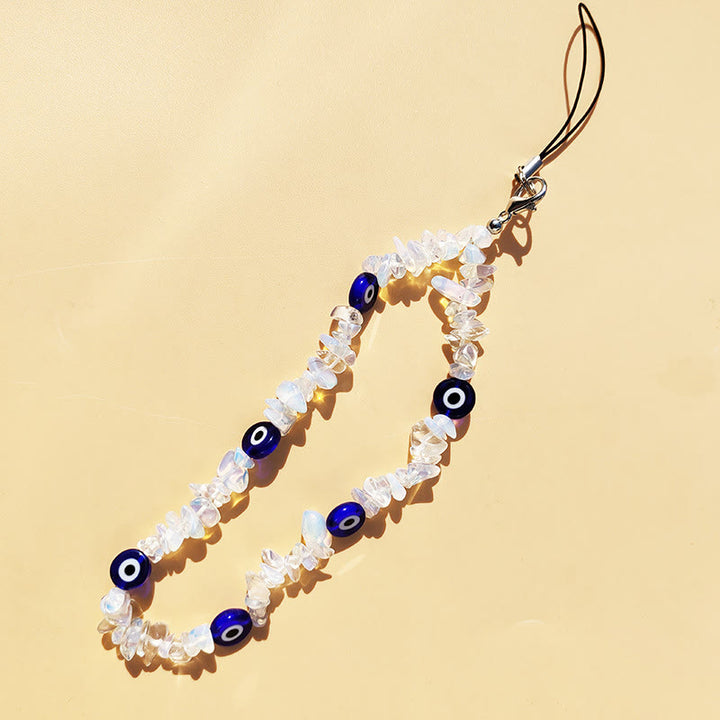 Olivenorma Portachiavi Fashion con cinturino in cristallo per telefono - Opale e malocchio - image 1