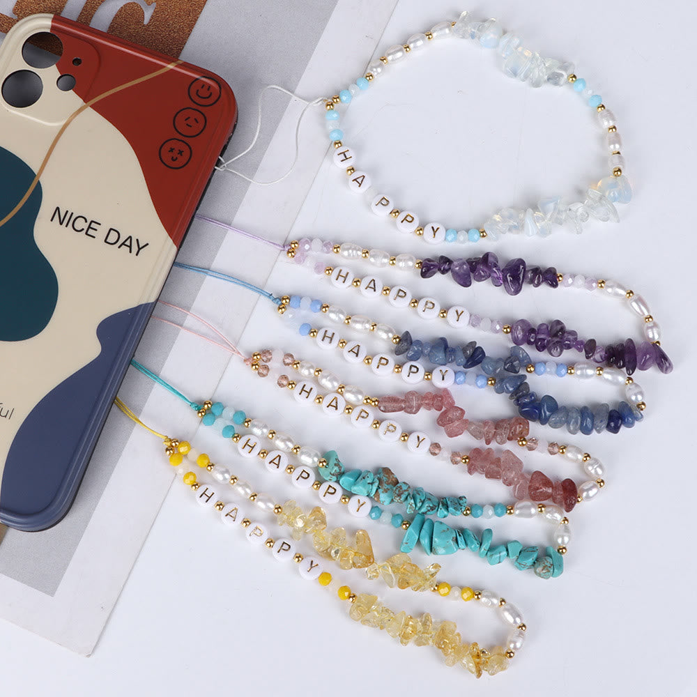 Portachiavi con perle naturali Olivenorma e cinturino per telefono in cristallo - image 0