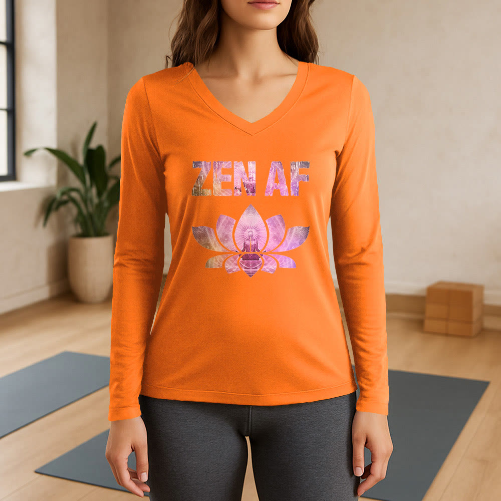 T-shirt con scollo a V a maniche lunghe Olivenorma Zen AF Yoga Lotus - Arancia - 3XL - image 15