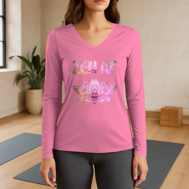 T-shirt con scollo a V a maniche lunghe Olivenorma Zen AF Yoga Lotus - Rosa - 3XL - image 13