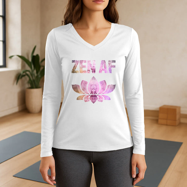 T-shirt con scollo a V a maniche lunghe Olivenorma Zen AF Yoga Lotus - Bianco - 3XL - image 7