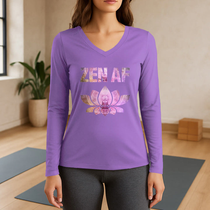 T-shirt con scollo a V a maniche lunghe Olivenorma Zen AF Yoga Lotus - Viola - 3XL - image 14