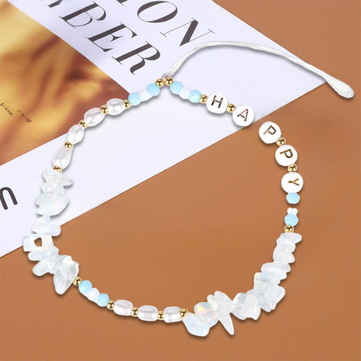 Portachiavi con perle naturali Olivenorma e cinturino per telefono in cristallo - Opalite - image 3