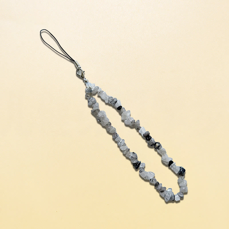 Portachiavi con cinturino per telefono Olivenorma in cristallo naturale e pietre preziose - Quarzo rutilato nero - image 16