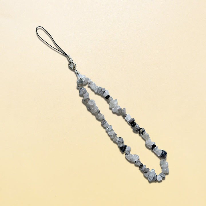 Portachiavi con cinturino per telefono Olivenorma in cristallo naturale e pietre preziose - Quarzo rutilato nero - image 16