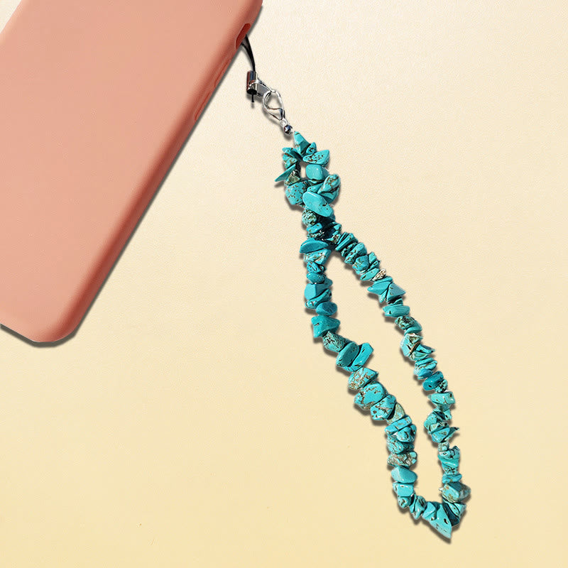 Portachiavi con cinturino per telefono Olivenorma in cristallo naturale e pietre preziose - Turchese - image 8