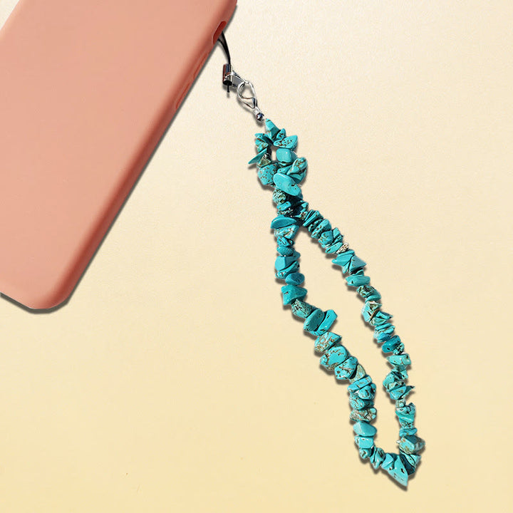 Portachiavi con cinturino per telefono Olivenorma in cristallo naturale e pietre preziose - Turchese - image 8