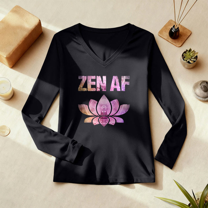 T-shirt con scollo a V a maniche lunghe Olivenorma Zen AF Yoga Lotus - image 0
