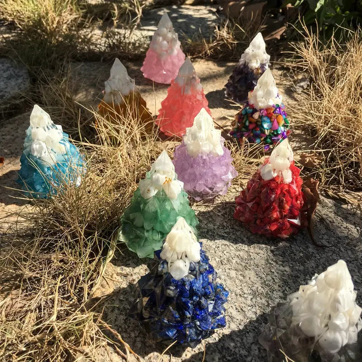 Decorazione in pietra preziosa a forma di albero di pino in cristallo Olivenorma - image 0