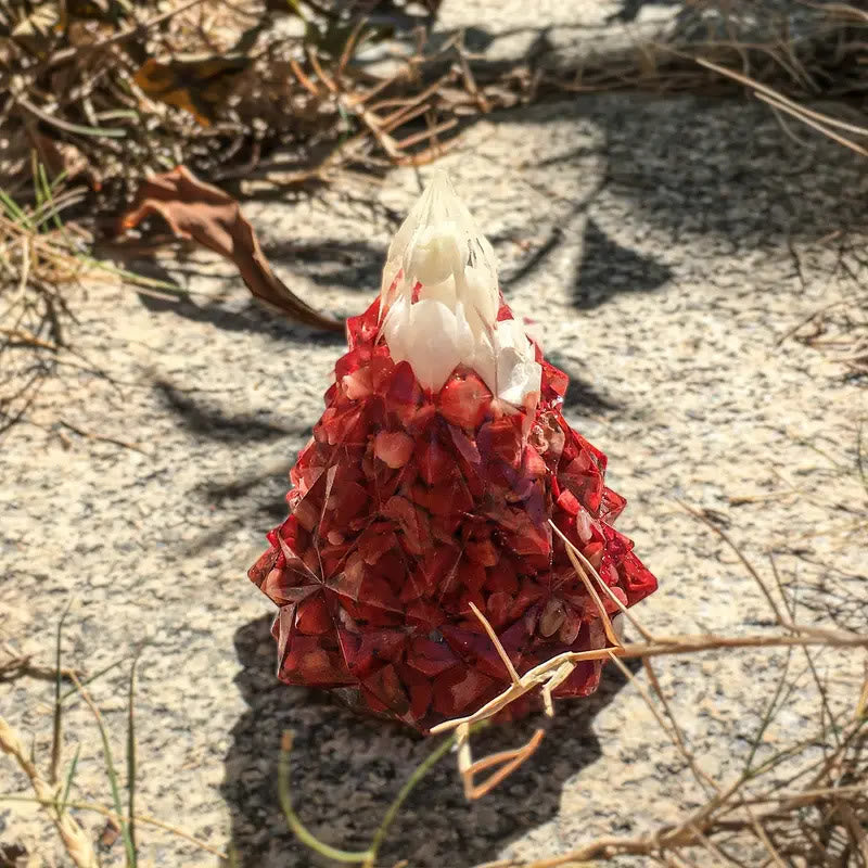 Decorazione in pietra preziosa a forma di albero di pino in cristallo Olivenorma - Quarzo rubino - Conchiglia bianca - image 3