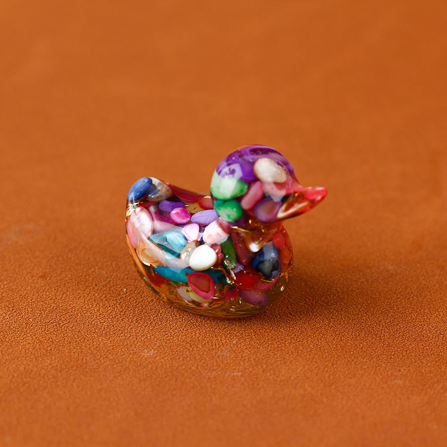 Decorazione in pietra preziosa a forma di anatra in cristallo Olivenorma Mini - Madreperla arcobaleno - image 7