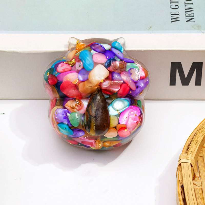 Decorazione in pietra preziosa con statuetta di scoiattolo in cristallo Olivenorma - Madreperla arcobaleno - image 7