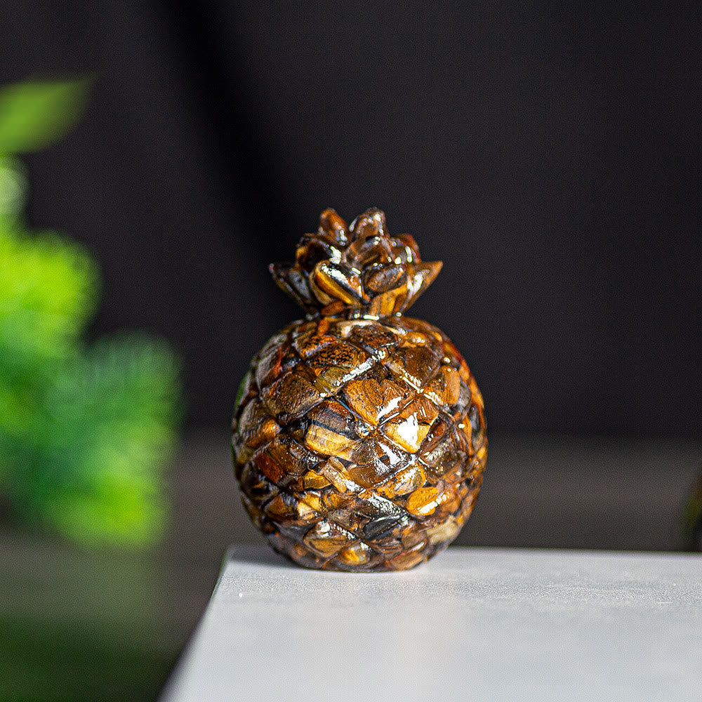 Decorazione in pietra preziosa di cristallo dorato a forma di ananas Olivenorma - Occhio di tigre - Stile 1 - image 18