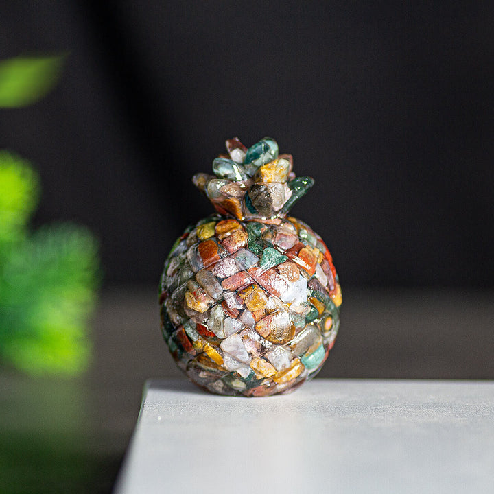 Decorazione in pietra preziosa di cristallo dorato a forma di ananas Olivenorma - Agata oceanica - Stile 1 - image 43