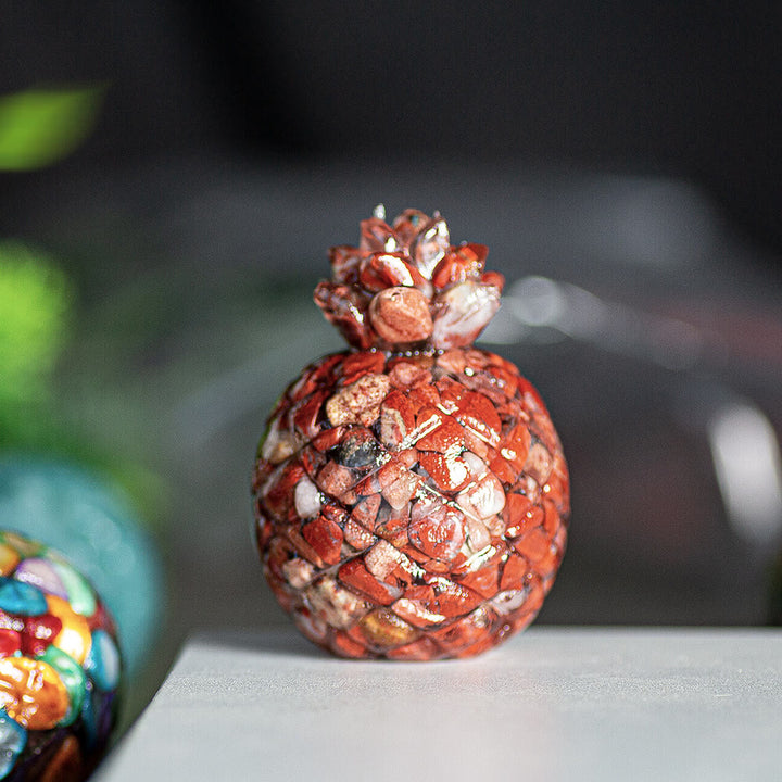 Decorazione in pietra preziosa di cristallo dorato a forma di ananas Olivenorma - Diaspro rosso - Stile 1 - image 20