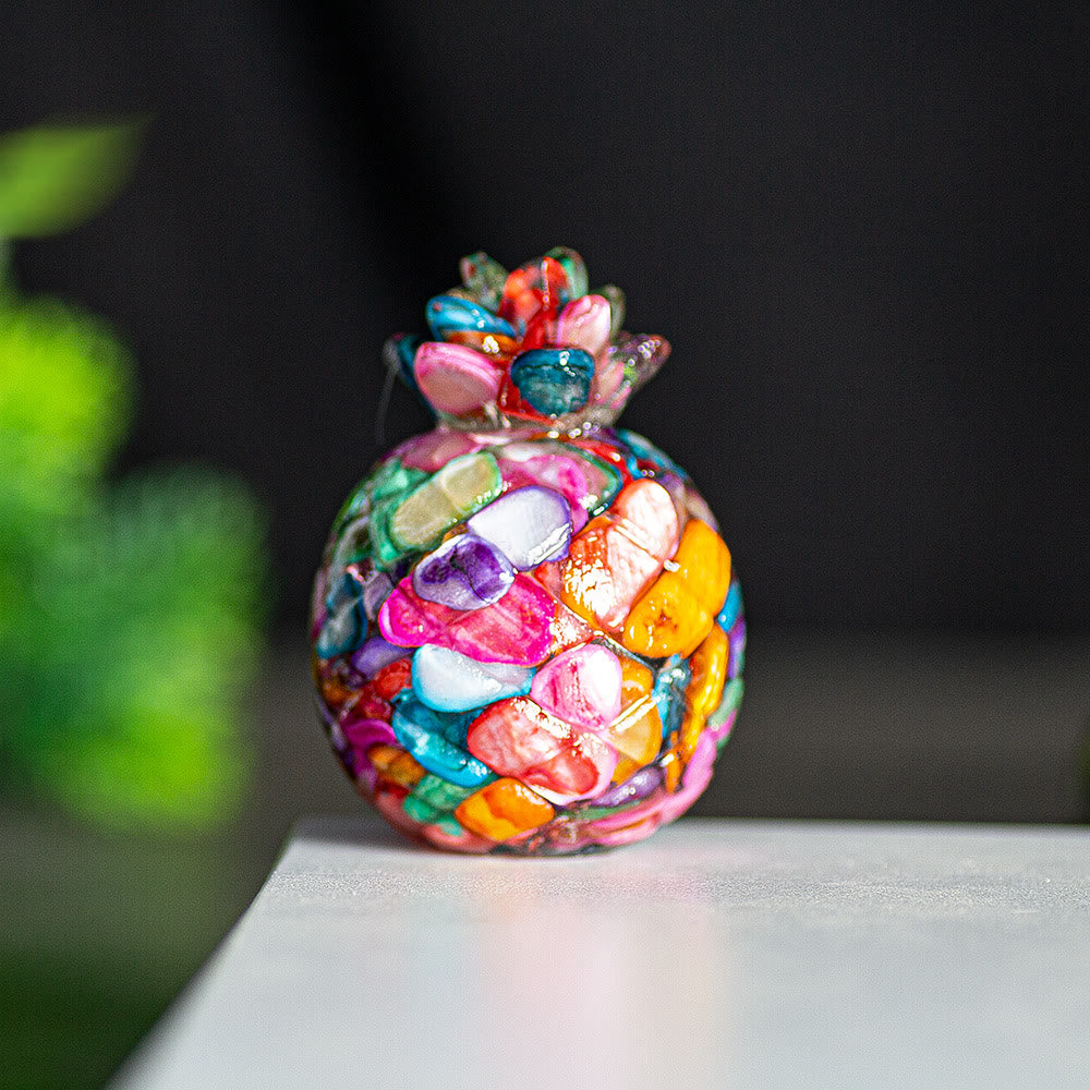 Decorazione in pietra preziosa di cristallo dorato a forma di ananas Olivenorma - Madreperla arcobaleno - Stile 1 - image 0