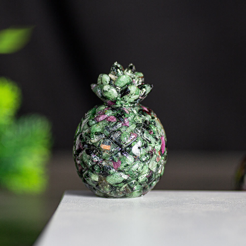 Decorazione in pietra preziosa di cristallo dorato a forma di ananas Olivenorma - Zoisite rubino - Stile 1 - image 47