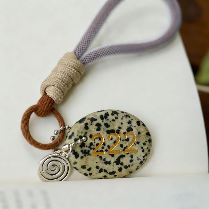 Portachiavi con numero angelico in pietra naturale Olivenorma - Diaspro dalmata - image 6