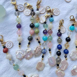 Portachiavi con ciondolo in cristallo di pietra naturale dello zodiaco Olivenorma  - image 15