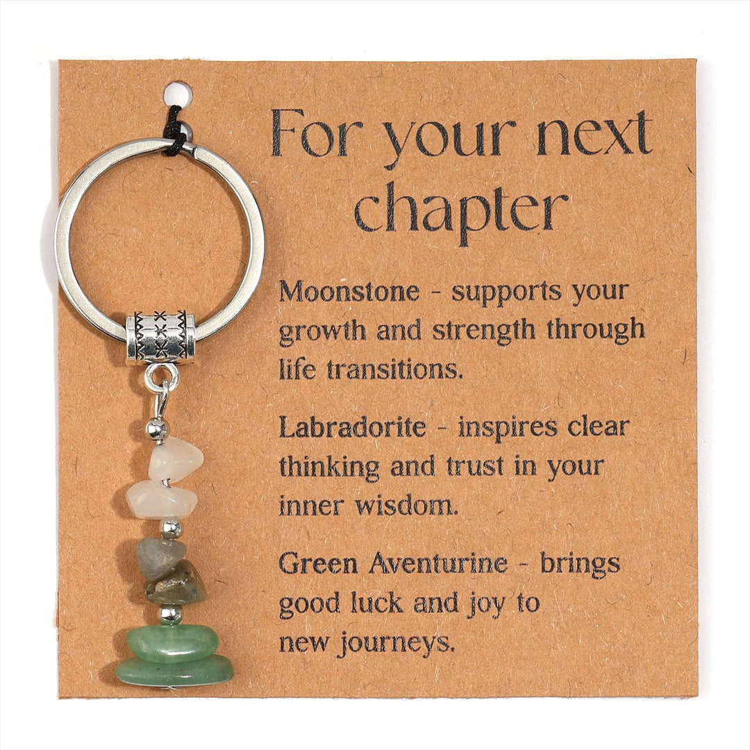 Portachiavi curativo con perline di cristallo in pietra naturale Olivenorma - Stile Chip Stone n. 07 - image 8