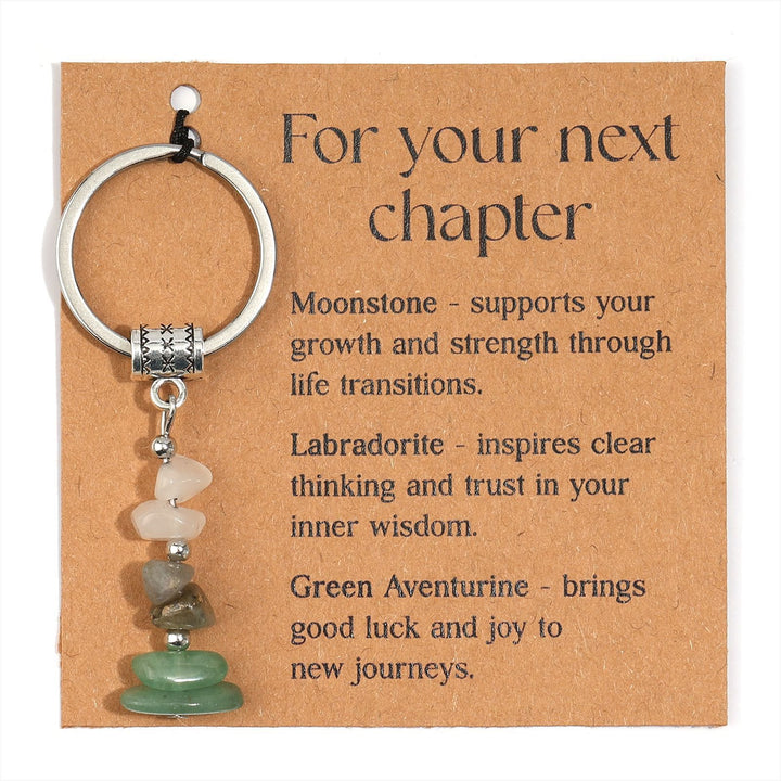 Portachiavi curativo con perline di cristallo in pietra naturale Olivenorma - Stile Chip Stone n. 07 - image 8