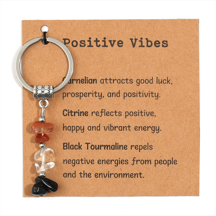 Portachiavi curativo con perline di cristallo in pietra naturale Olivenorma - Stile Chip Stone n. 08 - image 9