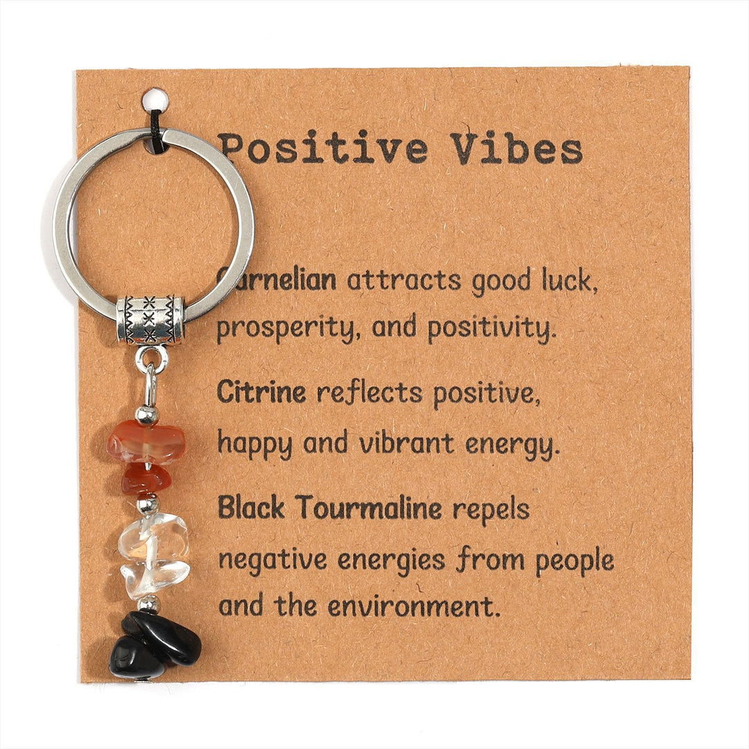 Portachiavi curativo con perline di cristallo in pietra naturale Olivenorma - Stile Chip Stone n. 08 - image 9