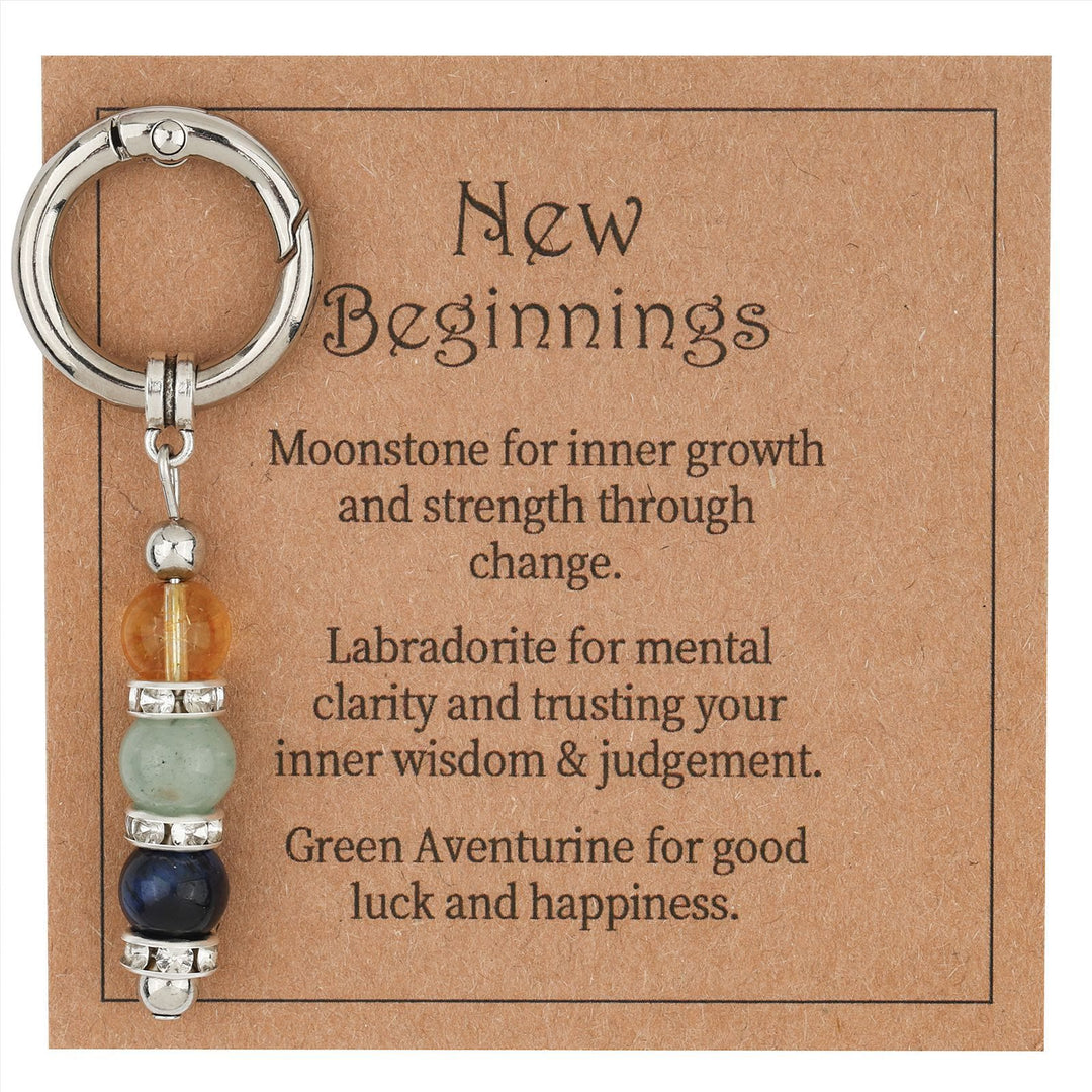 Portachiavi curativo con perline di cristallo in pietra naturale Olivenorma - Cerchio di strass bianco n. 02 - image 1