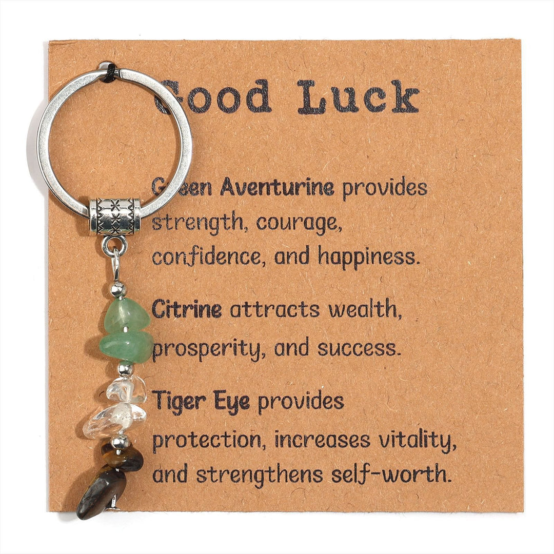 Portachiavi curativo con perline di cristallo in pietra naturale Olivenorma - Stile Chip Stone n. 06 - image 7