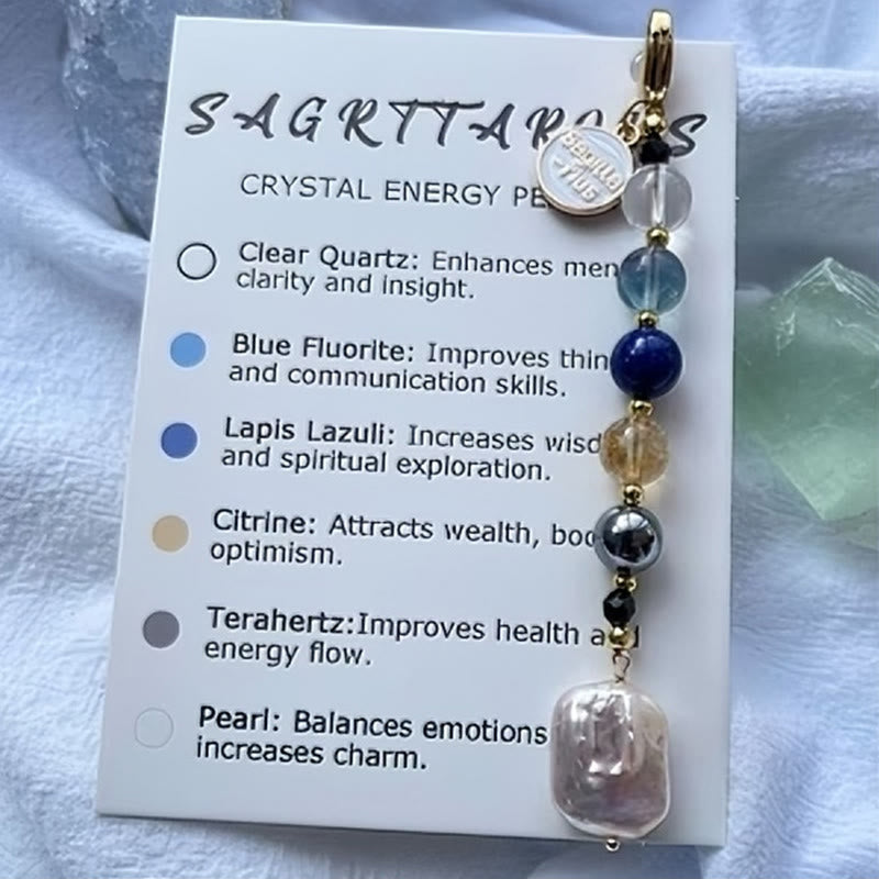 Portachiavi con ciondolo in cristallo di pietra naturale dello zodiaco Olivenorma  - Sagittario - image 4
