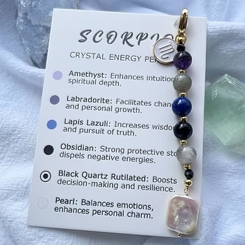 Portachiavi con ciondolo in cristallo di pietra naturale dello zodiaco Olivenorma  - Scorpione - image 5