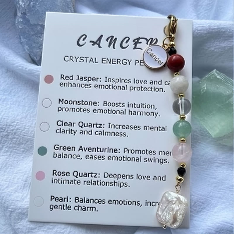 Portachiavi con ciondolo in cristallo di pietra naturale dello zodiaco Olivenorma  - Cancro - image 8