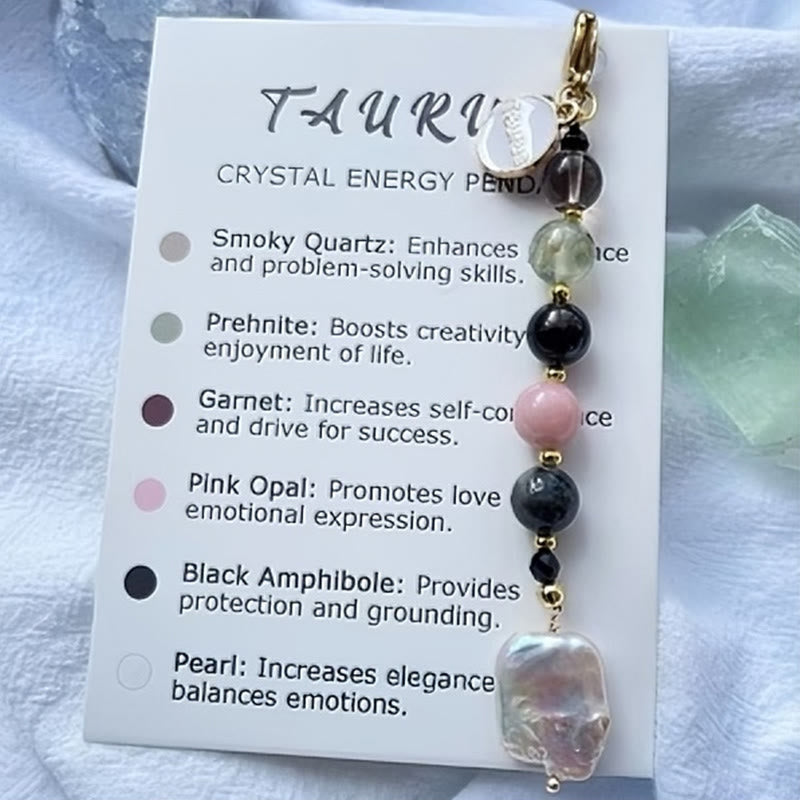 Portachiavi con ciondolo in cristallo di pietra naturale dello zodiaco Olivenorma  - Toro - image 10