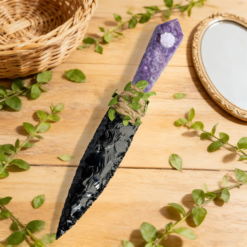 Decorazione con pugnale in cristallo naturale grezzo Olivenorma - Lepidolite - image 13