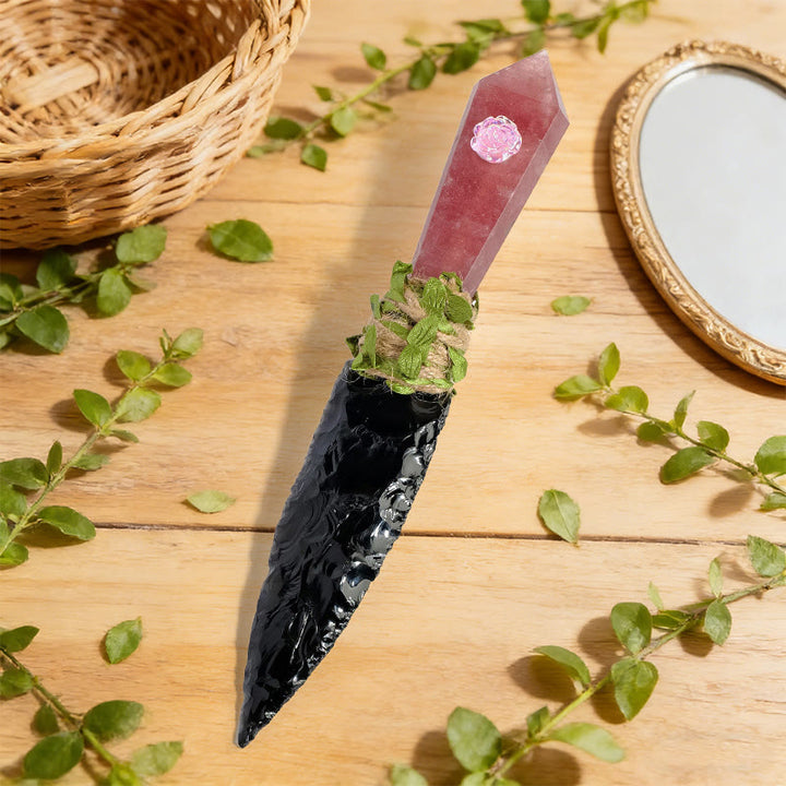 Decorazione con pugnale in cristallo naturale grezzo Olivenorma - Quarzo fragola - image 5