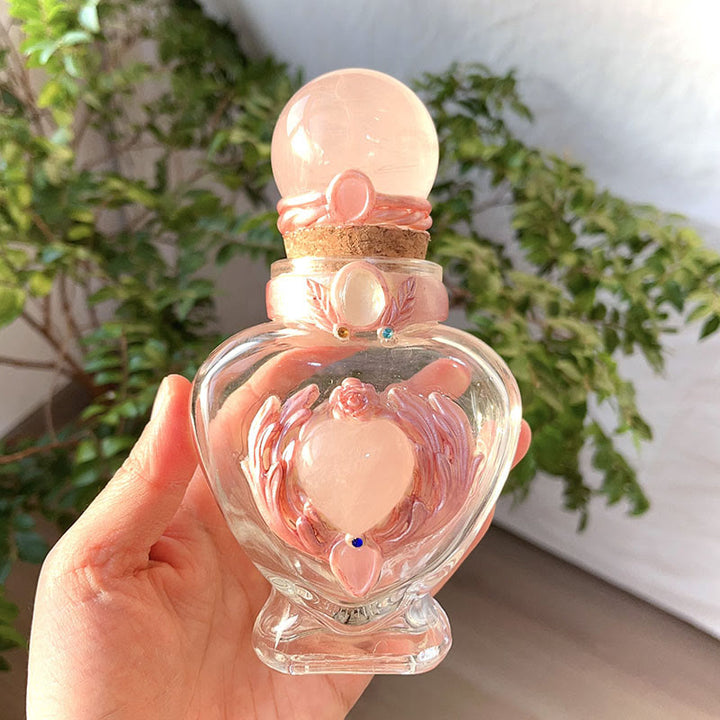 Decorazione con pietre preziose in bottiglia magica di cristallo rosa Olivenorma - Quarzo rosa - Sfera - image 4