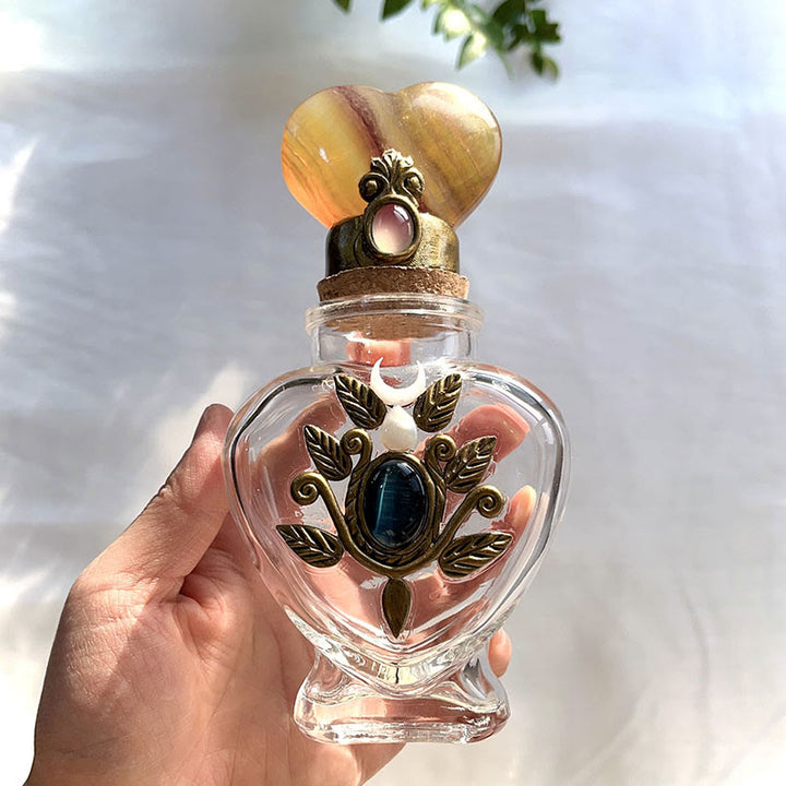 Decorazione con pietre preziose per bottiglia energetica magica in cristallo naturale Olivenorma - Fluorite - Cuore - image 10