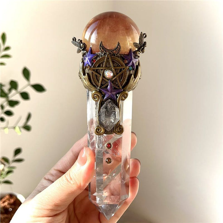 Bacchetta di cristallo curativa in pietra naturale Olivenorma, decorazione con pietre preziose - Spato d'Islanda - image 10