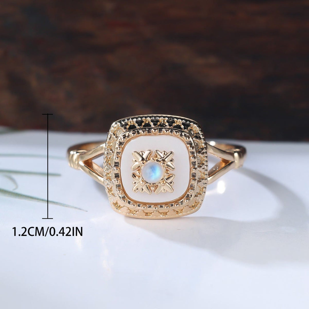 Anello vintage in quarzo trasparente quadrato Olivenorma - image 4