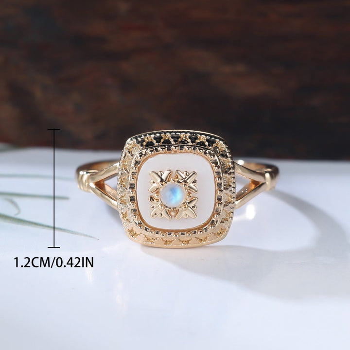 Anello vintage in quarzo trasparente quadrato Olivenorma - image 4