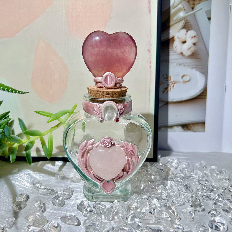 Olivenorma - Ciondolo magico per bottiglia in cristallo naturale, decorazione con pietre preziose - Fluorite - Cuore - image 6