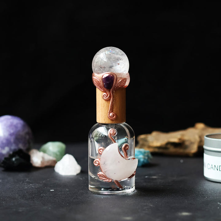 Olivenorma - Bottiglia portaoggetti in cristallo di quarzo trasparente e fluorite, decorazione con pietre preziose - Quarzo trasparente - image 1