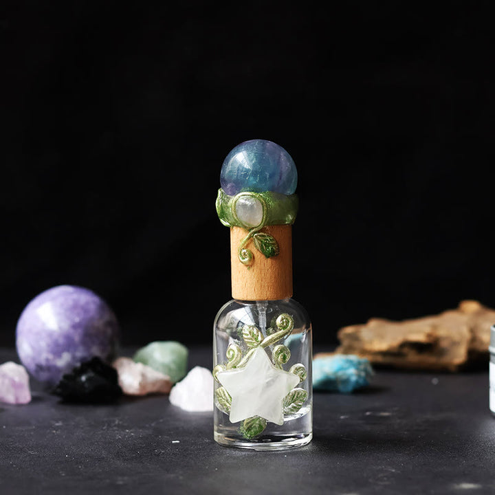 Olivenorma - Bottiglia portaoggetti in cristallo di quarzo trasparente e fluorite, decorazione con pietre preziose - Fluorite - image 3