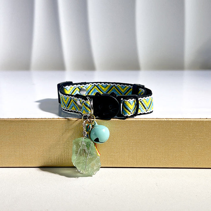 Olivenorma - Collare per animali domestici in stile bohémien con cristalli curativi a forma di gattino - Fluorite verde - image 7